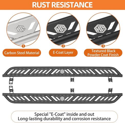 خطوات جانبية للوحة الجري Hooke Road Tundra CrewMax لعام 2007-2021 Toyota Tundra CrewMax (4 أبواب بالحجم الكامل)، قضبان نيرف للسكك الحديدية ذات الأنبوب الفولاذي بعرض 7.5 بوصة مع وسادات مضادة للانزلاق in Kuwait