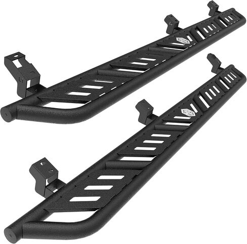 خطوات جانبية للوحة الجري Hooke Road Tundra CrewMax لعام 2007-2021 Toyota Tundra CrewMax (4 أبواب بالحجم الكامل)، قضبان نيرف للسكك الحديدية ذات الأنبوب الفولاذي بعرض 7.5 بوصة مع وسادات مضادة للانزلاق in Kuwait