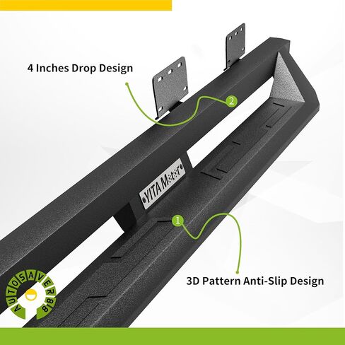 AUTOSAVER88 Drop Step Running Boards Compatible with 2019-2026 Ram 1500 New Body Crew Cab, Textured Black Side Steps, Carbon Steel Nerf Bars in Kuwait