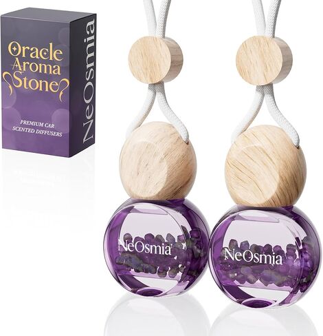 Hanging Car Air Freshener, 2 Pack Glass Car Scent Decor with Decorative Crystals, 6 Scents, Peppermint Eucalyptus, Long-Lasting Fragrance, Budget Friendly in Saudi Arabia