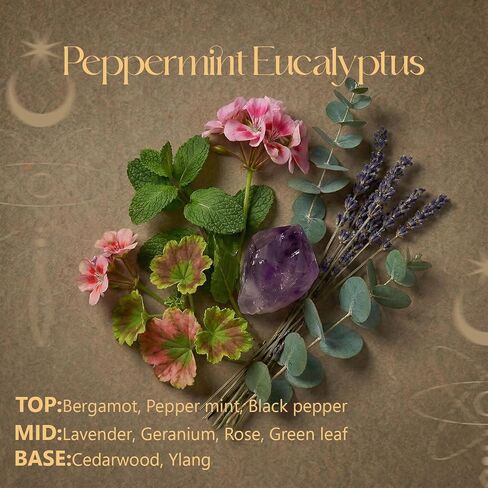 Hanging Car Air Freshener, 2 Pack Glass Car Scent Decor with Decorative Crystals, 6 Scents, Peppermint Eucalyptus, Long-Lasting Fragrance, Budget Friendly in Saudi Arabia