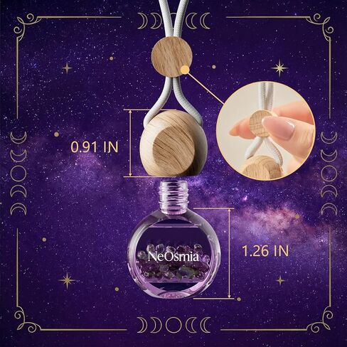 Hanging Car Air Freshener, 2 Pack Glass Car Scent Decor with Decorative Crystals, 6 Scents, Peppermint Eucalyptus, Long-Lasting Fragrance, Budget Friendly in Saudi Arabia
