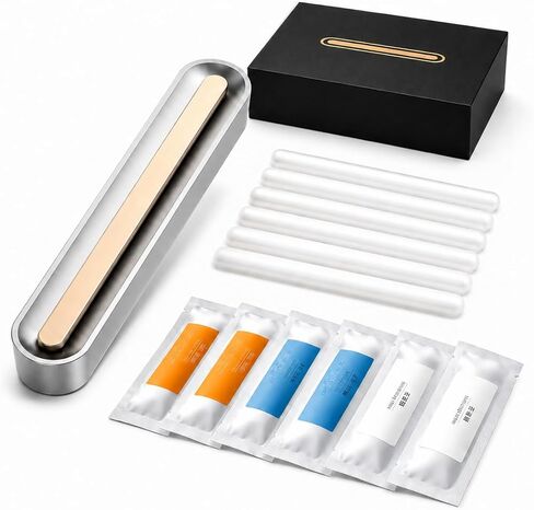 Slim Aviation Alloy Car Air Freshener, Universal Vent Clip Aroma Diffuser with 6 Refill Sticks - Orange Cologne & Ocean - Magnetic Metal Housing, Alcohol-Free Odor Neutralizer for All Standard Vents in Saudi Arabia
