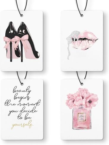 Pink Preppy Beach Car Air Freshener 4 Pcs, Meet Me at the Beach Coquette Bow Seashell Hanging Air Freshener for Cars Closet Drawer Books, Cute Girly Car Accessories for Women Girls in Saudi Arabia