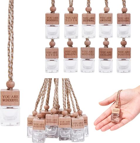 50 Pcs Hanging Car Freshener Diffuser Employee Appreciation 8ml Square Glass Bottle Essential Oil Diffuser Car Accessories Interior Unisex in Saudi Arabia
