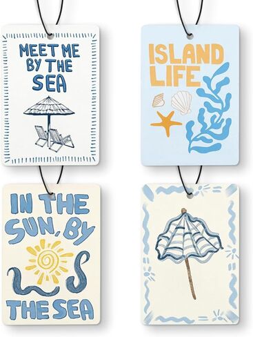 Pink Preppy Beach Car Air Freshener 4 Pcs, Meet Me at the Beach Coquette Bow Seashell Hanging Air Freshener for Cars Closet Drawer Books, Cute Girly Car Accessories for Women Girls in Saudi Arabia