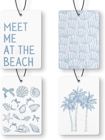Pink Preppy Beach Car Air Freshener 4 Pcs, Meet Me at the Beach Coquette Bow Seashell Hanging Air Freshener for Cars Closet Drawer Books, Cute Girly Car Accessories for Women Girls in Saudi Arabia