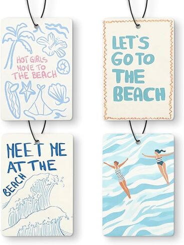 Pink Preppy Beach Car Air Freshener 4 Pcs, Meet Me at the Beach Coquette Bow Seashell Hanging Air Freshener for Cars Closet Drawer Books, Cute Girly Car Accessories for Women Girls in Saudi Arabia