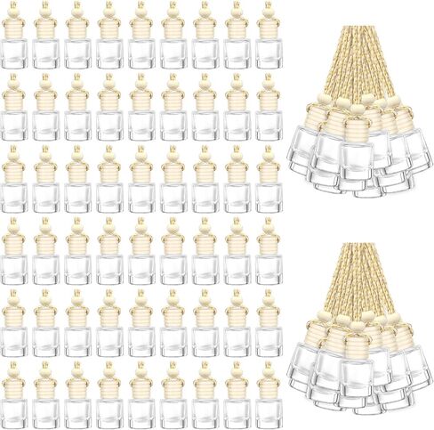 200 Pcs 8 ml Hanging Car Air Freshener Diffuser Bulk Clear Empty Essential Oil Diffuser Bottles Aromatherapy Fragrance Perfume Pendant Glass Vials Car Interior Ornament Decoration in Saudi Arabia