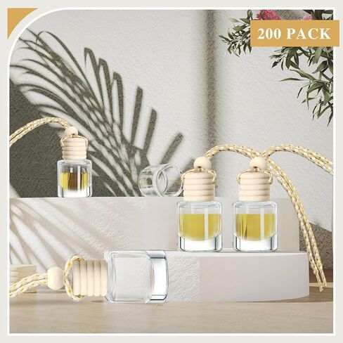 200 Pcs 8 ml Hanging Car Air Freshener Diffuser Bulk Clear Empty Essential Oil Diffuser Bottles Aromatherapy Fragrance Perfume Pendant Glass Vials Car Interior Ornament Decoration in Saudi Arabia
