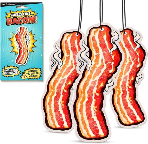 3PCS Bacon Car Air Freshener, Funny Scented Car Air Fresheners, Novelty Bacon Lovers Accessories, Fun Gifts for Adults and Men, Cool Hanging Ornament for Vehicle Interior, Unique Decor for Home Office in Saudi Arabia