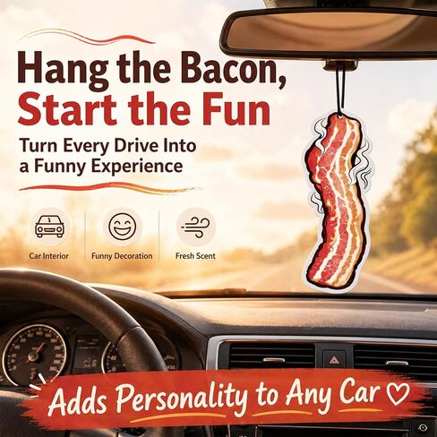 3PCS Bacon Car Air Freshener, Funny Scented Car Air Fresheners, Novelty Bacon Lovers Accessories, Fun Gifts for Adults and Men, Cool Hanging Ornament for Vehicle Interior, Unique Decor for Home Office in Saudi Arabia