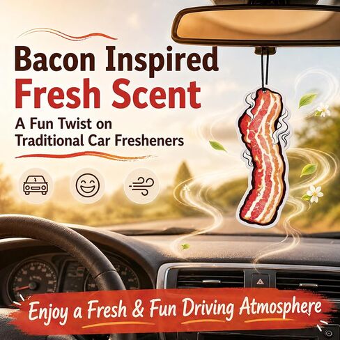 3PCS Bacon Car Air Freshener, Funny Scented Car Air Fresheners, Novelty Bacon Lovers Accessories, Fun Gifts for Adults and Men, Cool Hanging Ornament for Vehicle Interior, Unique Decor for Home Office in Saudi Arabia