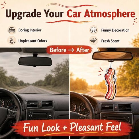 3PCS Bacon Car Air Freshener, Funny Scented Car Air Fresheners, Novelty Bacon Lovers Accessories, Fun Gifts for Adults and Men, Cool Hanging Ornament for Vehicle Interior, Unique Decor for Home Office in Saudi Arabia