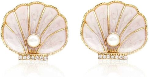 2Pcs Pearl Scallop Car Vent Clips, Coastal Beach Themed Air Freshener Decor for Women Mom, Elegant Seashell Car Accessories - Beige in Saudi Arabia