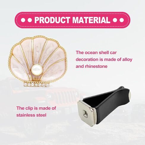 2Pcs Pearl Scallop Car Vent Clips, Coastal Beach Themed Air Freshener Decor for Women Mom, Elegant Seashell Car Accessories - Beige in Saudi Arabia
