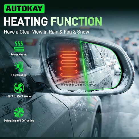 AUTOKAY Right Passenger Side Mirror Glass with Heated Fits for BMW 528i 535d 535i 550i 640i 650i 740i 740li 750i 750li 760li ActiveHybrid 5 ActiveHybrid 7 M5 M6, Right Side Exterior Rearview Mirror in Kuwait