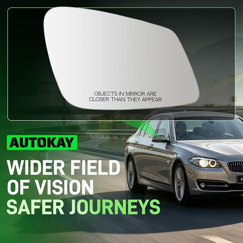 AUTOKAY Right Passenger Side Mirror Glass with Heated Fits for BMW 528i 535d 535i 550i 640i 650i 740i 740li 750i 750li 760li ActiveHybrid 5 ActiveHybrid 7 M5 M6, Right Side Exterior Rearview Mirror in Kuwait