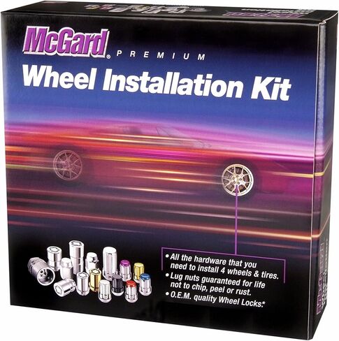 McGard 84562 Chrome (1/2" - 20 Thread Size) Cone Seat Style Wheel Installation Kit for Jeep Wrangler - 23 Piece, 18 Lug Nuts / 5 Locks / 1 Key / 1 Storage Pouch in Kuwait
