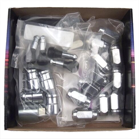 McGard 84562 Chrome (1/2" - 20 Thread Size) Cone Seat Style Wheel Installation Kit for Jeep Wrangler - 23 Piece, 18 Lug Nuts / 5 Locks / 1 Key / 1 Storage Pouch in Kuwait