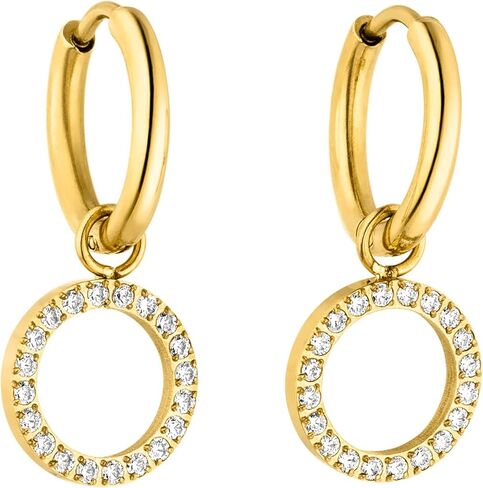 PURELEI® Closed Glow Hoop Earrings – Stainless steel jewelry – Water-resistant earrings with pendant – 0,55 inch diameter – Fashion jewelry for your individual look in Saudi Arabia