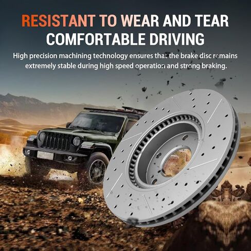 Front Disc Brake Rotors, Drilled Slotted Brake Rotors Kit, Fit for Hyundai Elantra GT Sonata Tucson Kona Veloster, Kia Optima Forte Forte5 Sport-age Niro Ev Seltos, Infiniti Qx60 in Saudi Arabia