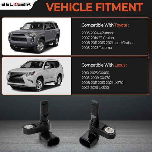 2 قطعة مستشعر سرعة العجلات ABS متوافق مع Toyota Tacoma 05-23، 4Runner 03-24، FJ Cruiser 07-14، Land Cruiser 08-21، Lexus GX460 10-23، GX470 03-09، LX570 08-21، LX600 استبدال 89542-04020 89542-60050 in Kuwait