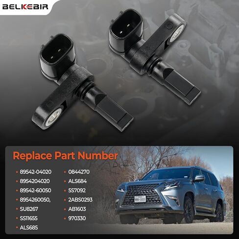 2 قطعة مستشعر سرعة العجلات ABS متوافق مع Toyota Tacoma 05-23، 4Runner 03-24، FJ Cruiser 07-14، Land Cruiser 08-21، Lexus GX460 10-23، GX470 03-09، LX570 08-21، LX600 استبدال 89542-04020 89542-60050 in Kuwait