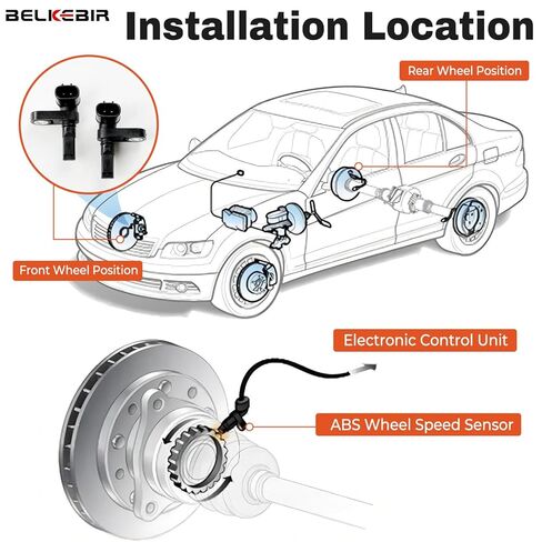 2 قطعة مستشعر سرعة العجلات ABS متوافق مع Toyota Tacoma 05-23، 4Runner 03-24، FJ Cruiser 07-14، Land Cruiser 08-21، Lexus GX460 10-23، GX470 03-09، LX570 08-21، LX600 استبدال 89542-04020 89542-60050 in Kuwait