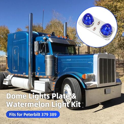 motoparty Blue LED Watermelon Lights with Dome Light Plate, Compatible with Peterbilt 379 389 in Kuwait