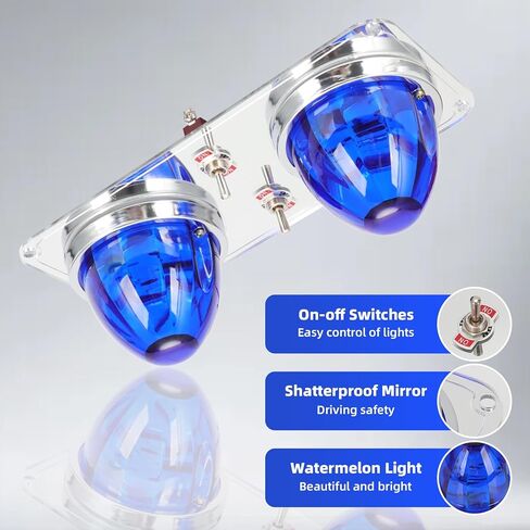 motoparty Blue LED Watermelon Lights with Dome Light Plate, Compatible with Peterbilt 379 389 in Kuwait
