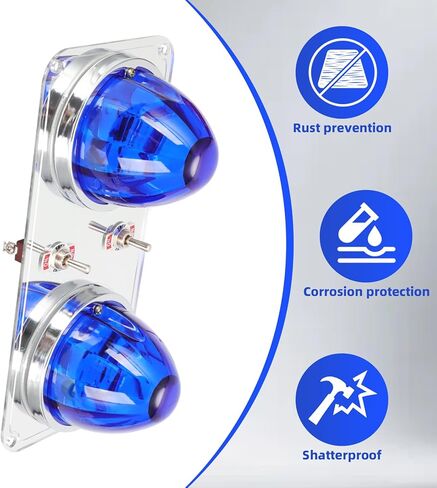 motoparty Blue LED Watermelon Lights with Dome Light Plate, Compatible with Peterbilt 379 389 in Kuwait