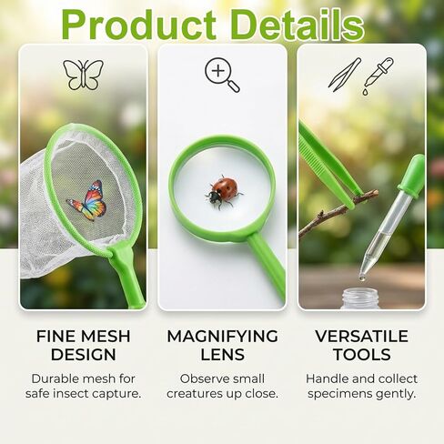 Butterfly Net, Bug Net, Outdoor Exploration Tool with Fine Mesh Design, Lightweight and Durable Spring Steel Frame, Ideal for Catching Butterflies and Insects in Gardens and Parks in Saudi Arabia
