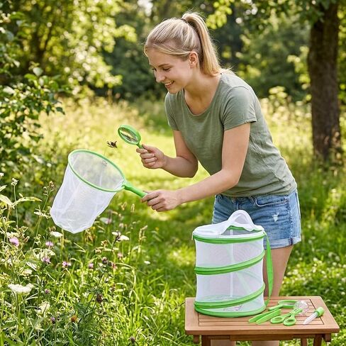 Butterfly Net, Bug Net, Outdoor Exploration Tool with Fine Mesh Design, Lightweight and Durable Spring Steel Frame, Ideal for Catching Butterflies and Insects in Gardens and Parks in Saudi Arabia