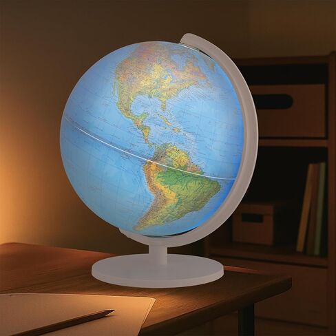 The Thames & Kosmos Illuminated Geopolitical Globe Essential STEM Tool | 10" diameter with Durable Stand, Political Map with Locations, Geological Features, Educational Gift for Ages 6+, USB-C Powered in Kuwait