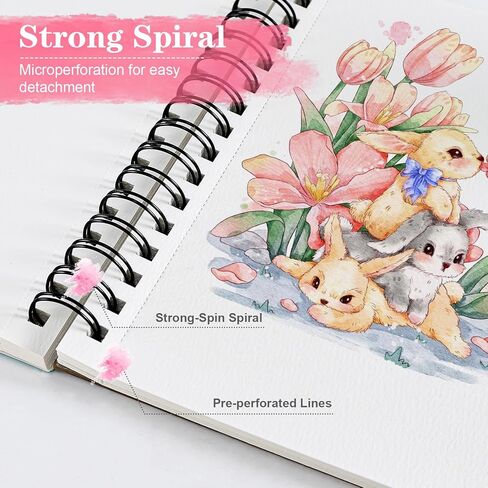 3 Pack 90 Sheet Watercolor Paper Pad 5.5“ x 8.5", 140lb/300 GSM Cotton Cold Press Spiral Bound Pad Watercolor Sketchbook for Adults, Mixed Media,Markers, Art Painting, Journal in Kuwait
