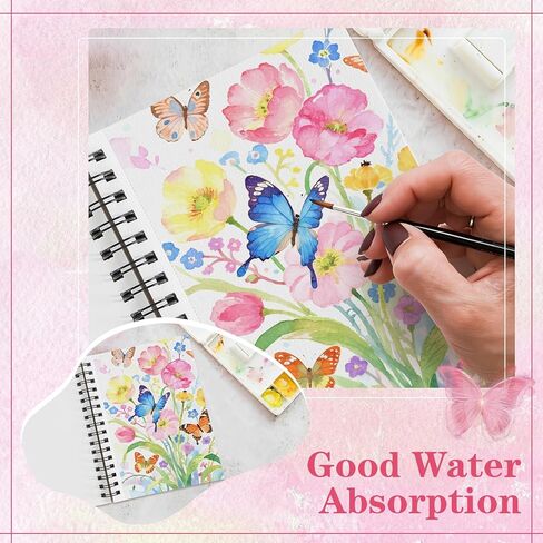 3 Pack 90 Sheet Watercolor Paper Pad 5.5“ x 8.5", 140lb/300 GSM Cotton Cold Press Spiral Bound Pad Watercolor Sketchbook for Adults, Mixed Media,Markers, Art Painting, Journal in Kuwait