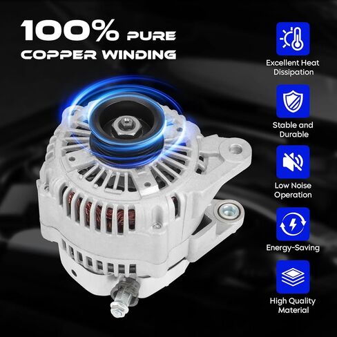 New Alternator for Jeep Liberty 3.7L 2003-2006, for Grand Cherokee 4.7L 2001-2003, for Dodge Dakota 3.7L 4.7L 2001-2006, for Mitsubishi Raider 3.7L 4.7L 2006, 136Amp 12V, Replace for 5170746AA in Kuwait