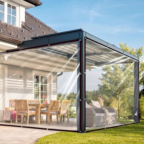 قماش القنب الشفاف مقاس 4 × 6 أقدام - فينيل مقاوم للماء عالي التحمل مع حلقات معززة - غطاء شفاف لسياج الفناء، والدفيئة، وقنينة الدجاج، وحماية الشتاء in Kuwait