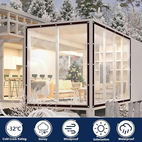 قماش القنب الشفاف مقاس 4 × 6 أقدام - فينيل مقاوم للماء عالي التحمل مع حلقات معززة - غطاء شفاف لسياج الفناء، والدفيئة، وقنينة الدجاج، وحماية الشتاء in Kuwait