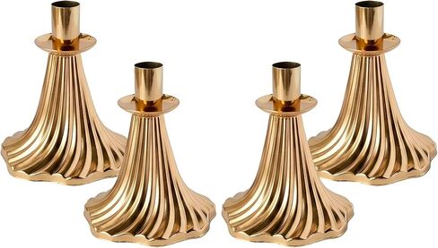 Taper Candle Holders Set of 6 - Victorian Style Gold Vintage Modern Decor, Table Mantel Centerpiece for Wedding Housewarming, Fits Standard Taper Candles in Saudi Arabia
