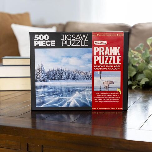 Prank-O 500 Piece Prank Jigsaw Puzzle, Pooping Dog Secret Image, Funny Gag Gift for Puzzle Lovers, Dog Lovers, White Elephant Puzzle for Friends and Family (500, Frozen Serenity) in Saudi Arabia