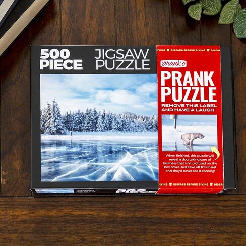 Prank-O 500 Piece Prank Jigsaw Puzzle, Pooping Dog Secret Image, Funny Gag Gift for Puzzle Lovers, Dog Lovers, White Elephant Puzzle for Friends and Family (500, Frozen Serenity) in Saudi Arabia