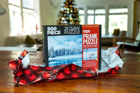 Prank-O 500 Piece Prank Jigsaw Puzzle, Pooping Dog Secret Image, Funny Gag Gift for Puzzle Lovers, Dog Lovers, White Elephant Puzzle for Friends and Family (500, Frozen Serenity) in Saudi Arabia