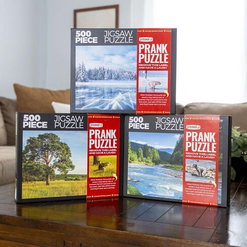 Prank-O 500 Piece Prank Jigsaw Puzzle, Pooping Dog Secret Image, Funny Gag Gift for Puzzle Lovers, Dog Lovers, White Elephant Puzzle for Friends and Family (500, Frozen Serenity) in Saudi Arabia