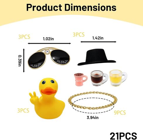 3PCS Rubber DucksSet, Rubber Ducks Accessories with Swinging Duck for Car, Funny Car Accessories for Cruise Ducks, Set of 3 Ducks 3 Hats 3 Glasses 3 Mugs 9 Chains in Saudi Arabia
