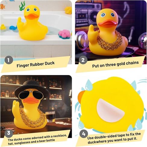 3PCS Rubber DucksSet, Rubber Ducks Accessories with Swinging Duck for Car, Funny Car Accessories for Cruise Ducks, Set of 3 Ducks 3 Hats 3 Glasses 3 Mugs 9 Chains in Saudi Arabia