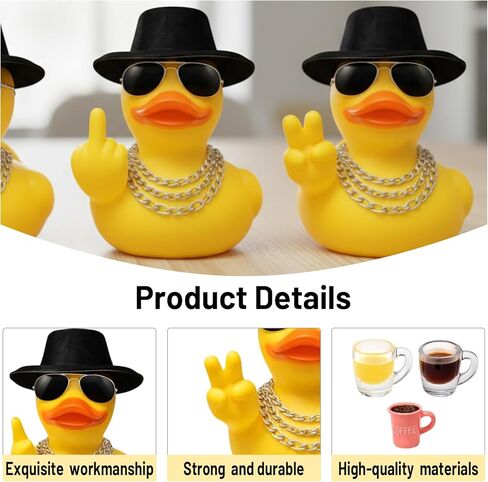 3PCS Rubber DucksSet, Rubber Ducks Accessories with Swinging Duck for Car, Funny Car Accessories for Cruise Ducks, Set of 3 Ducks 3 Hats 3 Glasses 3 Mugs 9 Chains in Saudi Arabia