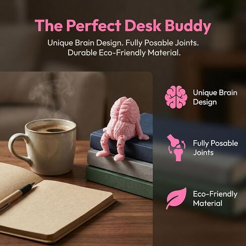 1pc Funny Desk Decor - Pink Brain-Shaped Plastic Novelty, Quirky Brain Companion Gift for Friends, Office Pranks & Parties, Outdoor Brains Model Statue in Kuwait