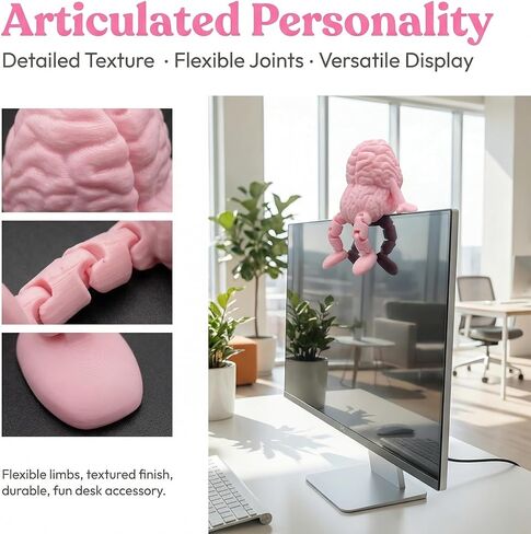 1pc Funny Desk Decor - Pink Brain-Shaped Plastic Novelty, Quirky Brain Companion Gift for Friends, Office Pranks & Parties, Outdoor Brains Model Statue in Kuwait